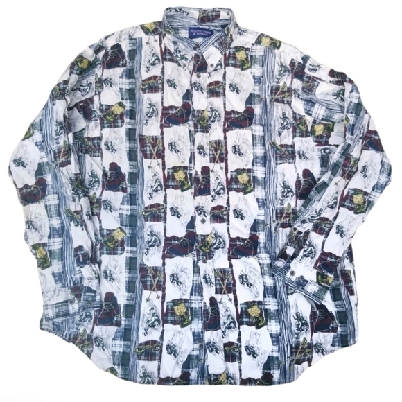 Vintage 90s mountaineering hiking button down Shirt Long Sleeves Men's Size XL - Picture 3 of 7